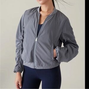 Athleta Wayfarer Bomber Hiking Jacket Coat Women's Size XS Blue Full Zip
